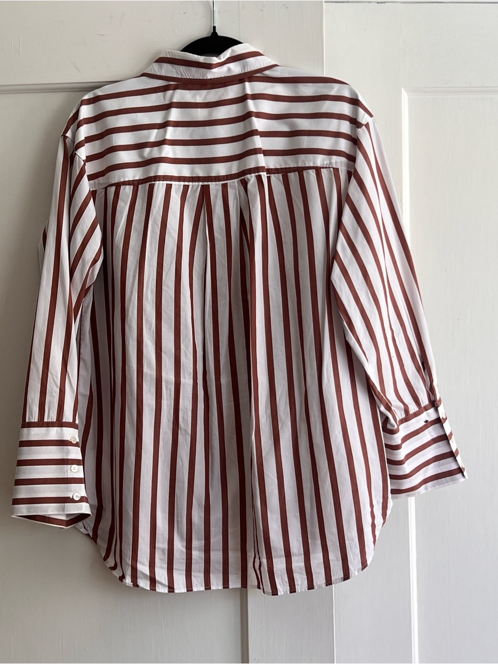 Sezane Bilma Striped Button-Down Shirt in Camel Stripes - Like New - SZ 6 - Picture 4 of 4